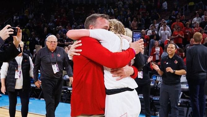 Hailey Van Lith’s father Corey Van Lith animated in the stands as TCU made a 14-point comeback to win vs Hannah Hidalgo’s Notre Dame
