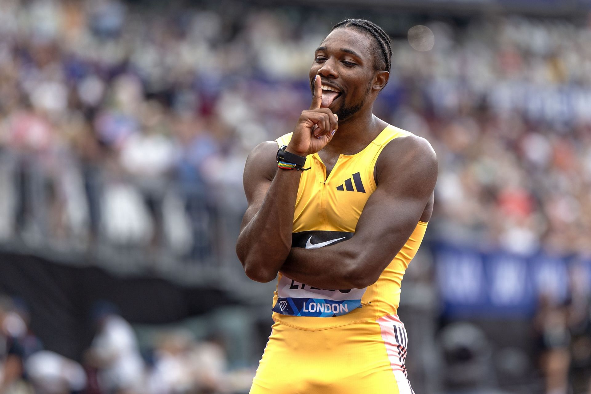 Noah Lyles after the Men&#039;s 100m race at the 2024 Diamond League meet (Image via: Getty Images)