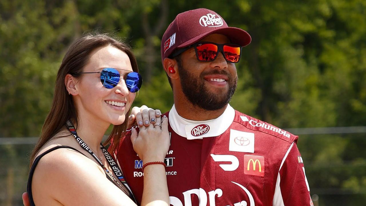 Bubba Wallace with his then-girlfriend Amanda at Road America on July 04, 2021 (Getty)