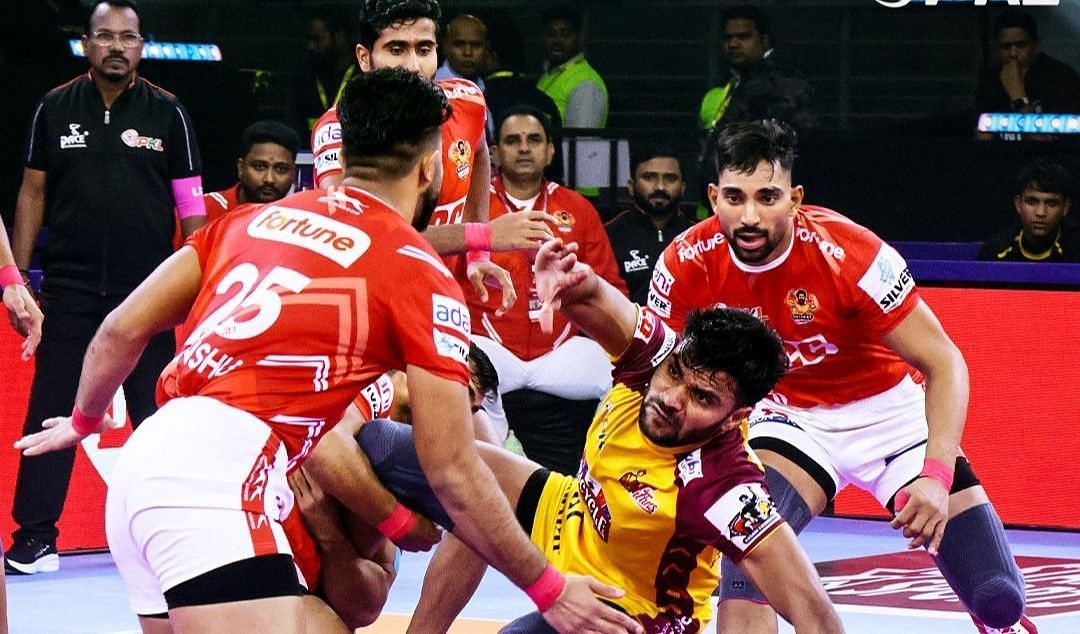 गुजरात जायंट्स vs तेलुगु टाइटंस (Photo Credit - @ProKabaddi)