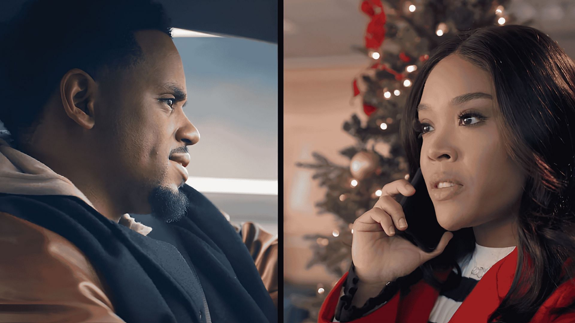 Tristan Mack Wilds and Candace Maxwell in The Day Before Christmas ( Image via CBS Entertainment)