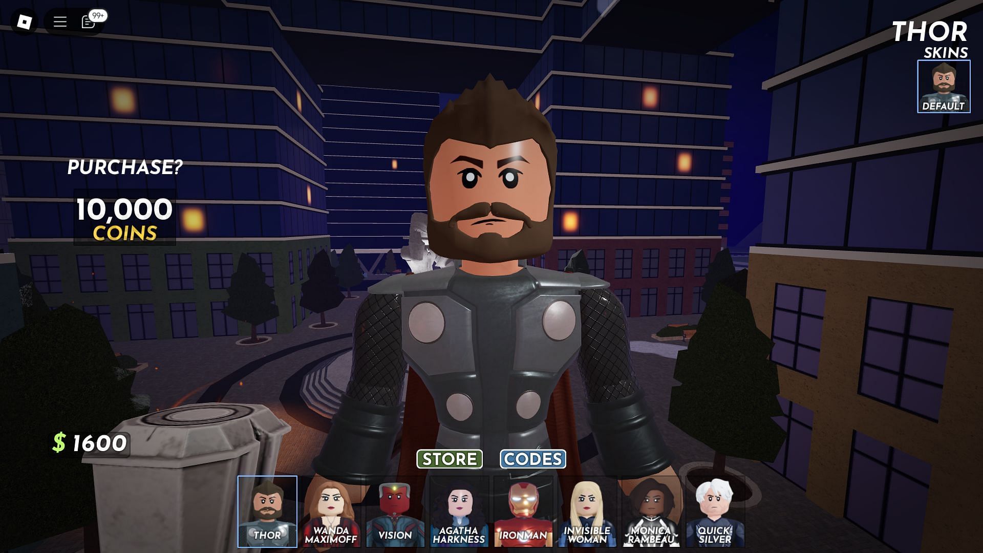 Unlock new characters by using codes (Image via Roblox)