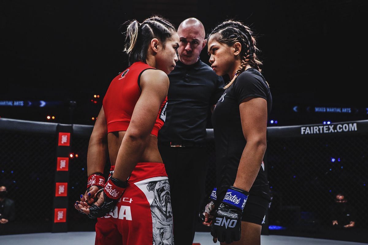 Denice Zamboanga (R) faces off with Ham Seo Hee (L) | Image credit: ONE Championship