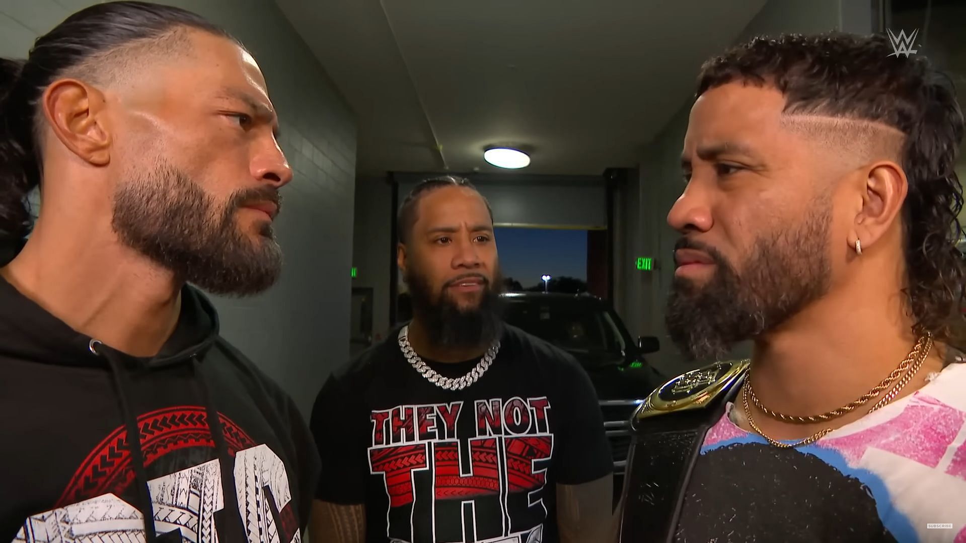 Reigns and The Usos backstage (via WWE