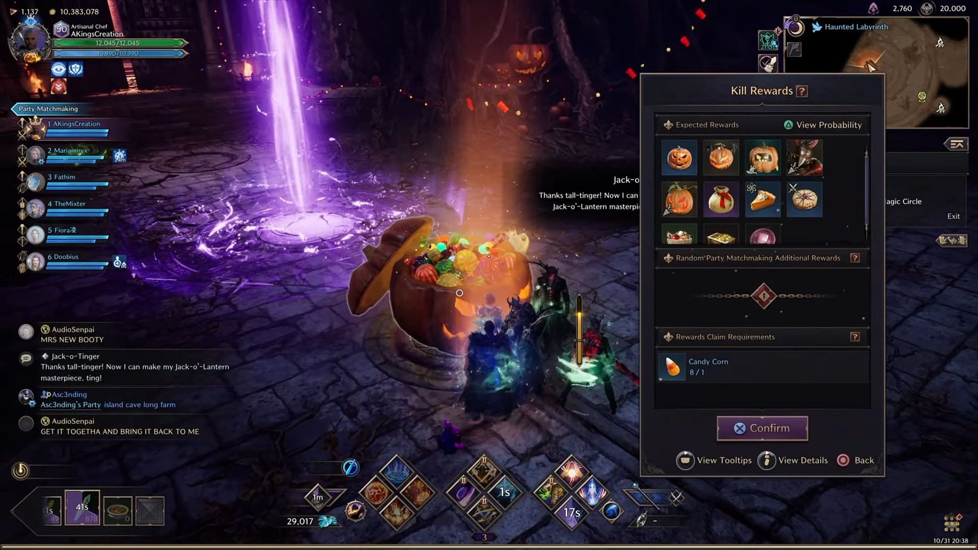 You get the Jack-o'-Lantern Izzy Amitoi as a reward from Haunted Labyrinth (Image via NCSoft | YouTube/@AKingsCreation)