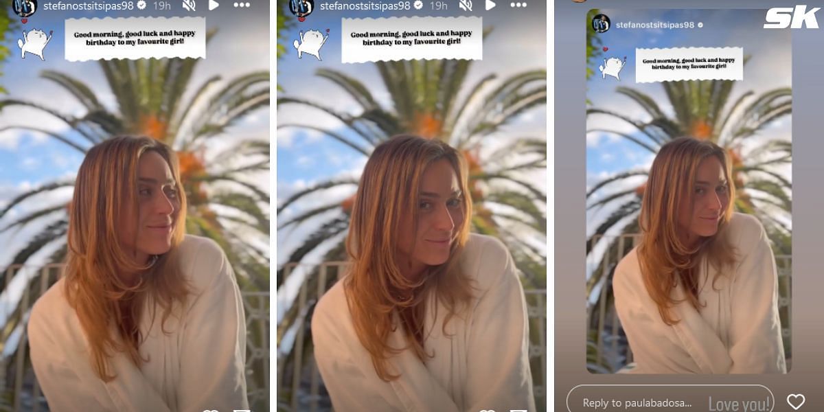 Screenshot of Stefanos Tsitsipas and Paula Badosa's Instagram stories. (Source - @stefanostsitsipas98, @paulabadosa)