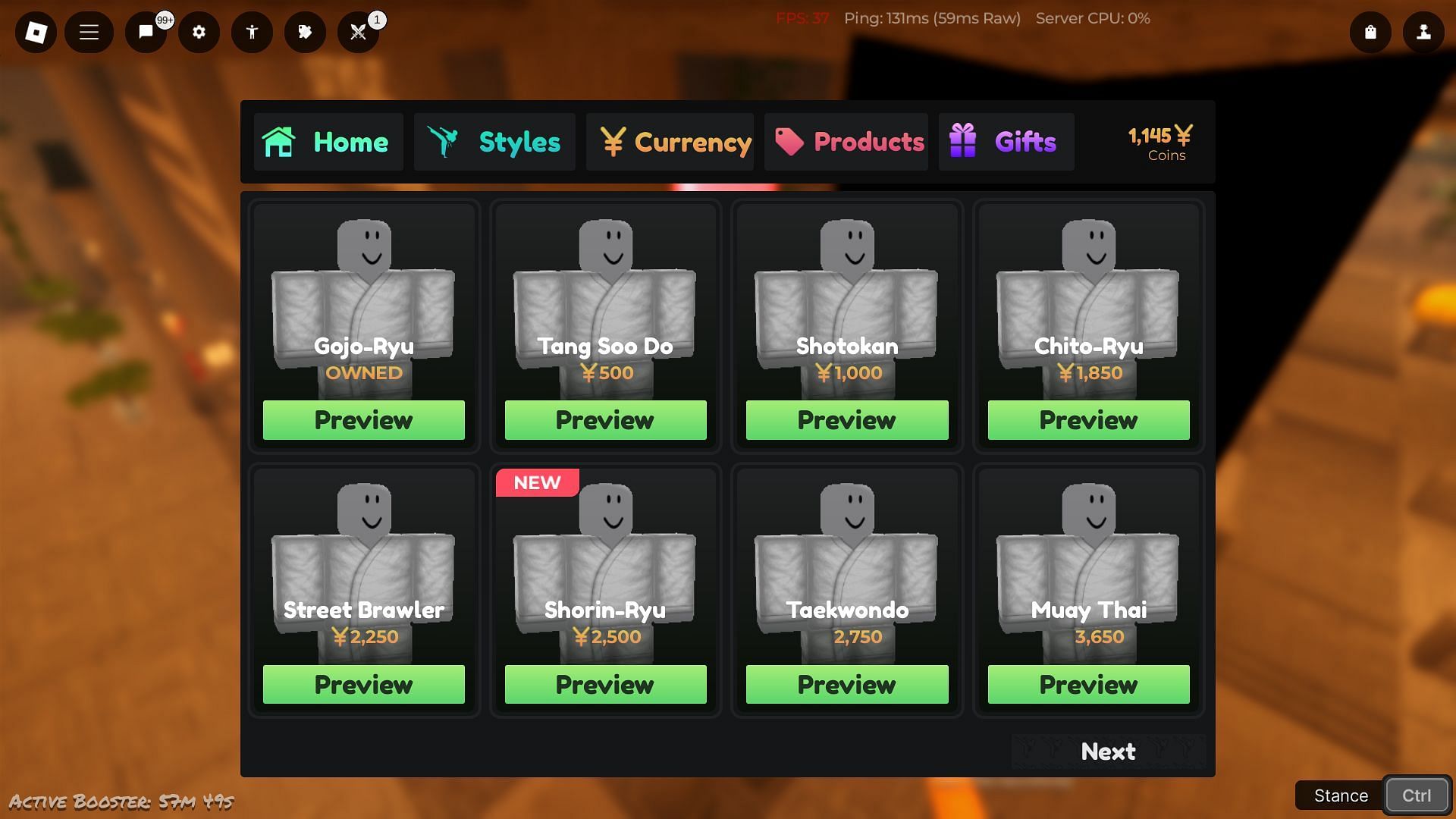 Get new fighting styles using the active codes (Image via Roblox)