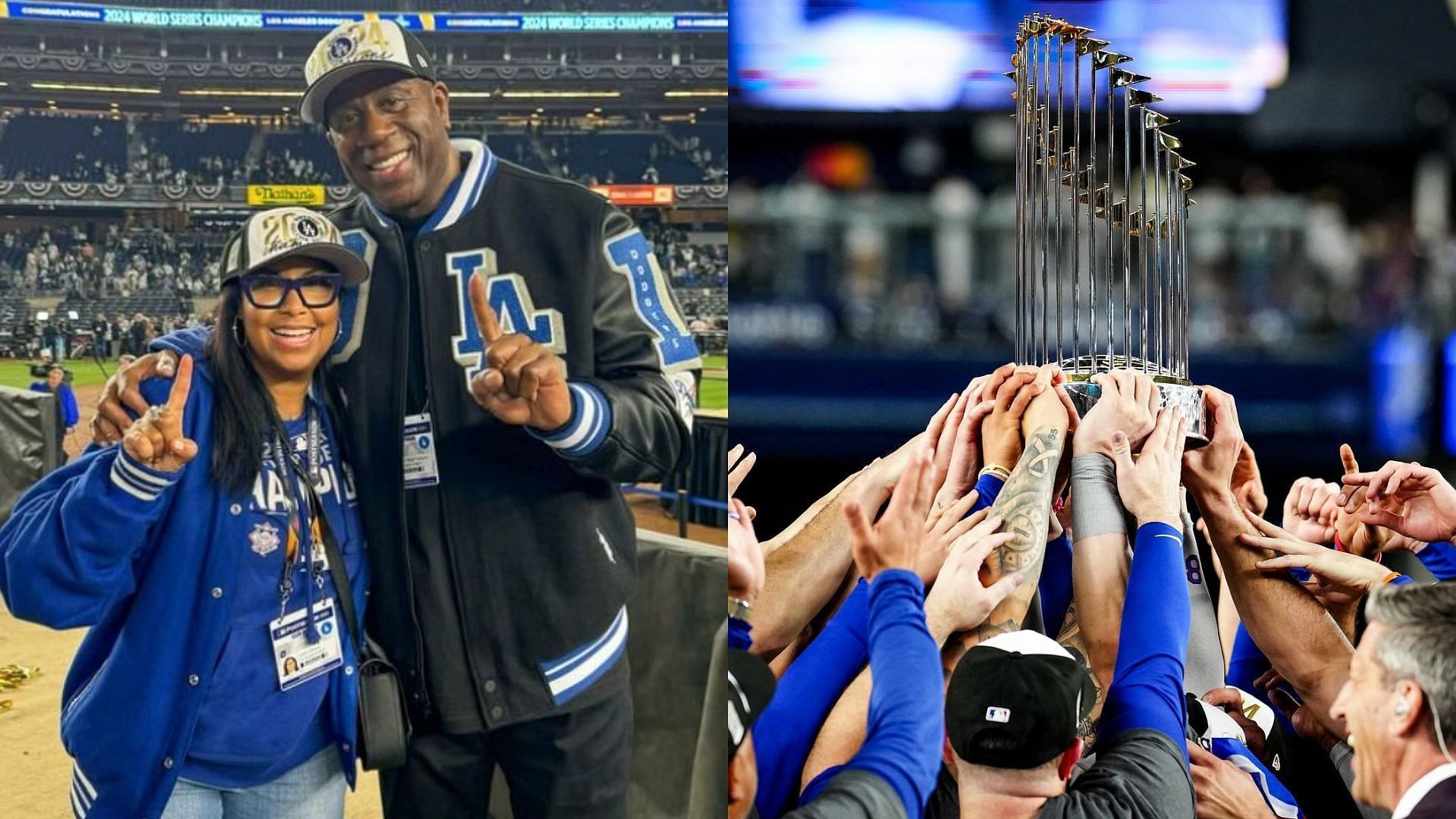 Magic Johnson has 15 championships as a player and co-owner. [photo: @magicjohnson and @dodgers/IG]