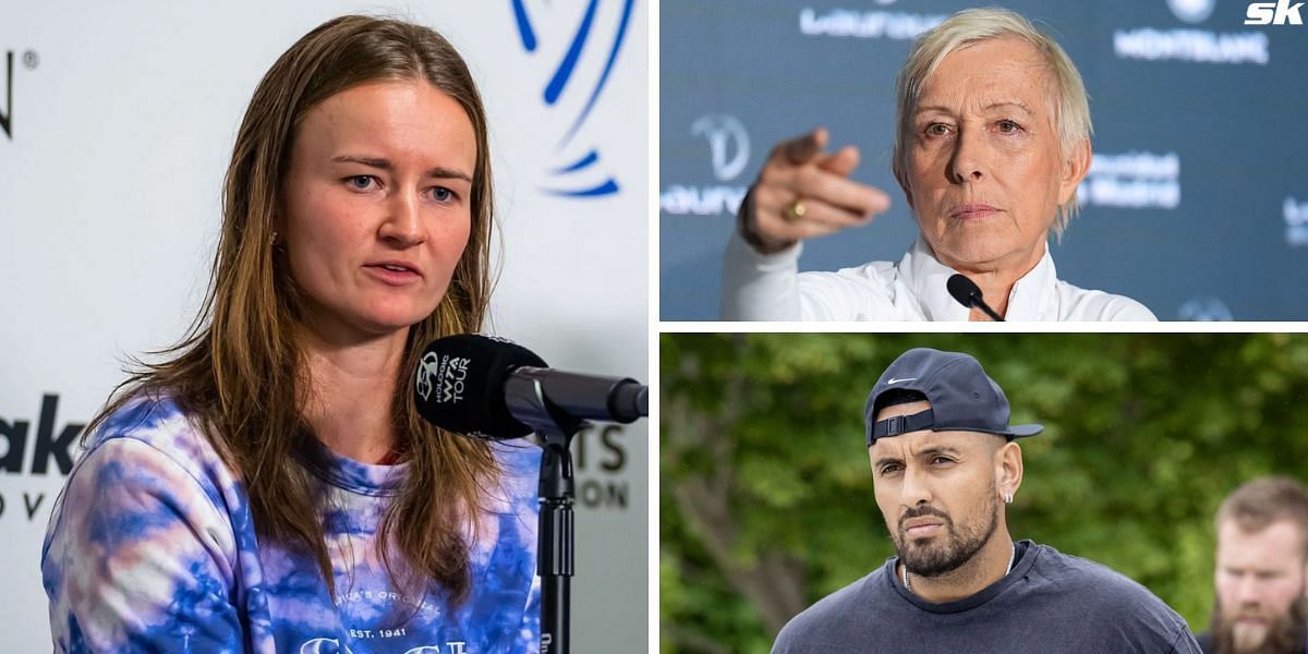 Barbora Krejcikova (L); Martina Navratilova and Nick Kyrgios (R) (Image Source: Getty)