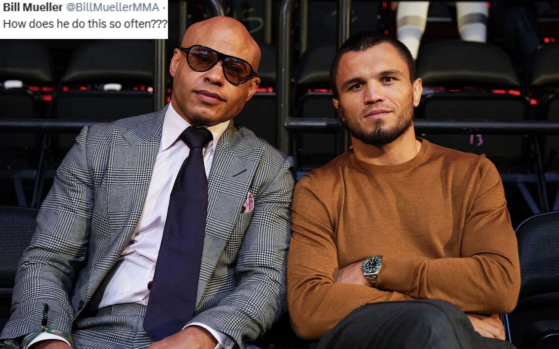 Ali Abdelaziz (left) slammed by fans after seemingly forgetting to switch out of Umar Nurmagomedov