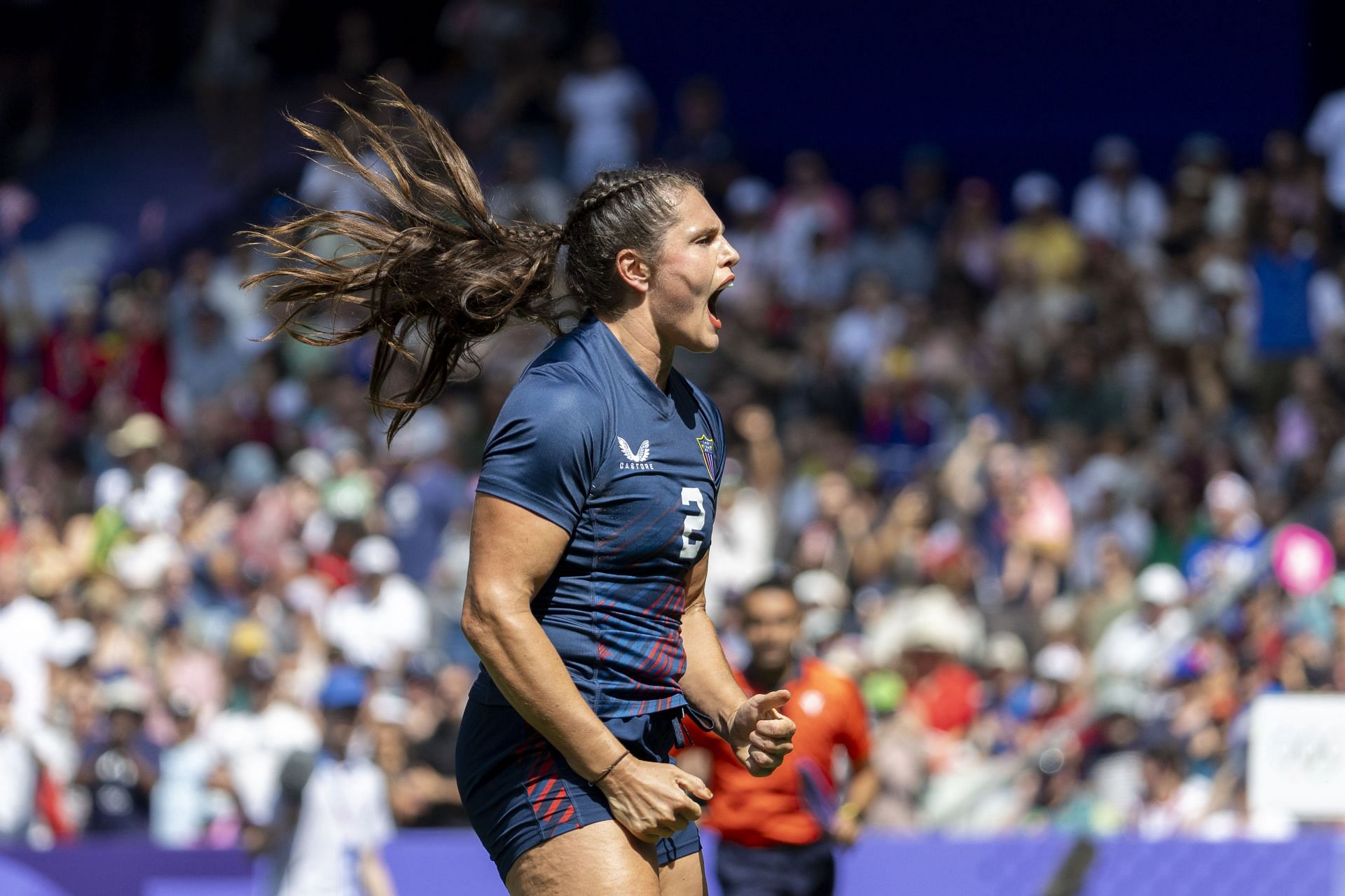 Ilona Maher at Paris Olympics 2024 (Photo by Alex Ho/ISI Photos/Getty Images)