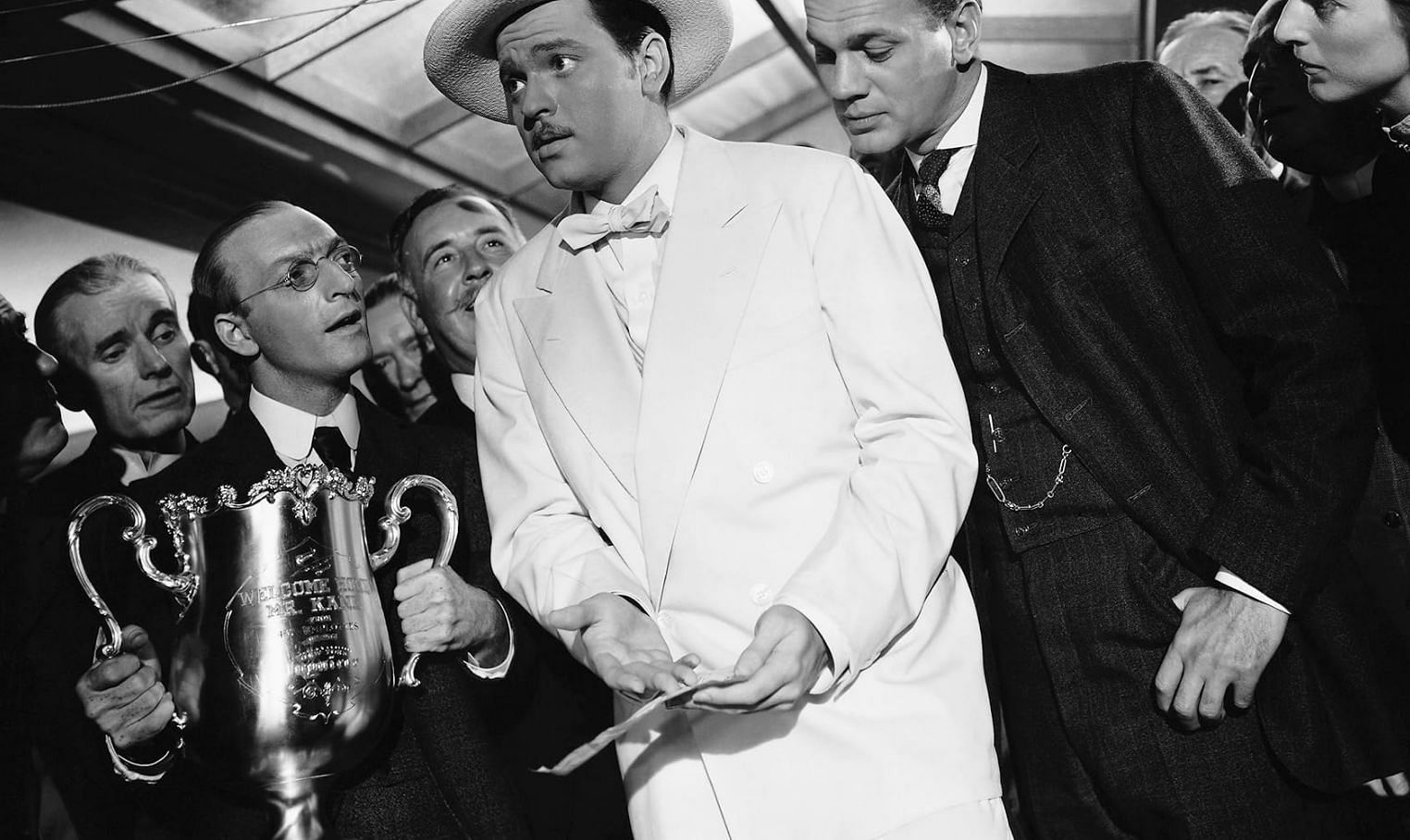 Orson Welles, Joseph Cotten, Ellen Lowe, and Everett Sloane in Citizen Kane (Image via RKO Pictures)