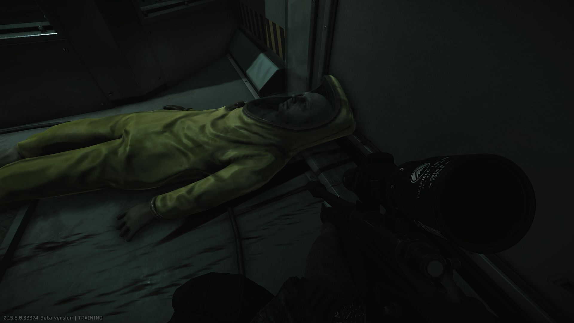 Look under the dead body&#039;s left shoulder (Image via Battlestate Games)