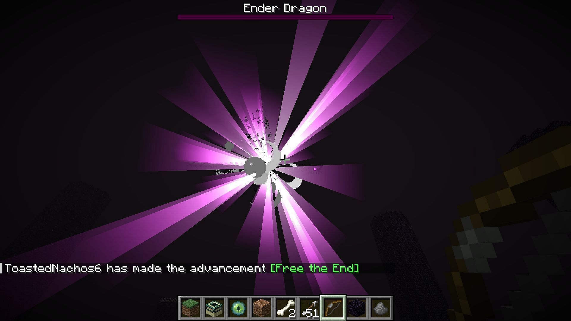 Defeating the Ender dragon makes Free the End one of the hardest achievements in Minecraft (Image via Mojang Studios)