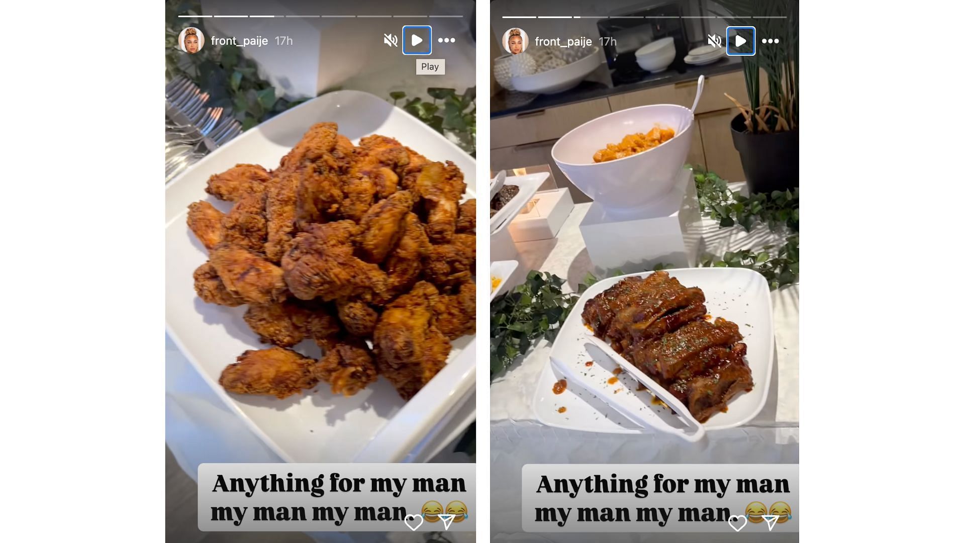 Paije Speights shares a video of her Thanksgiving meal on social media. Photo Credit: Paije Speights&#039;s IG account.