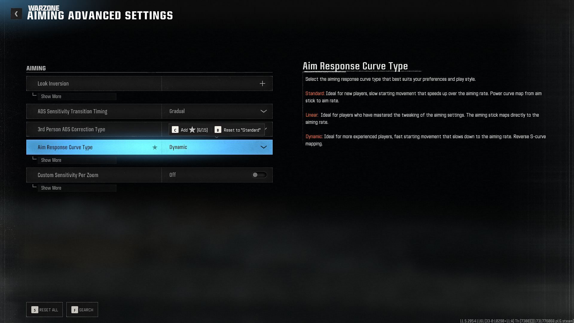 Aim Response Curve in Warzone (Image via Activision)