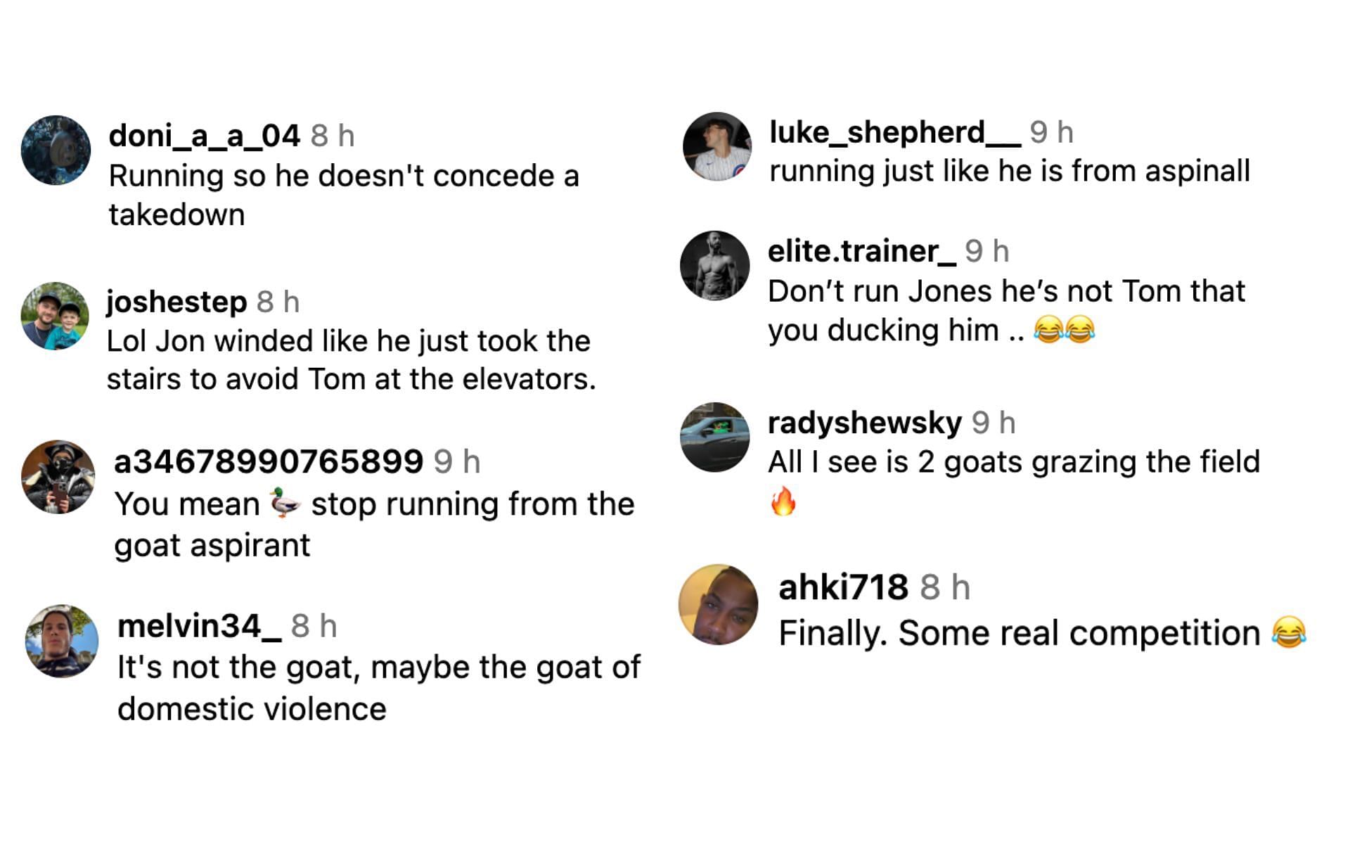 Fans react to Jon Jones and Bo Nickal's friendly wrestling session. [Screenshot courtesy: @nobickal1 via Instagram]