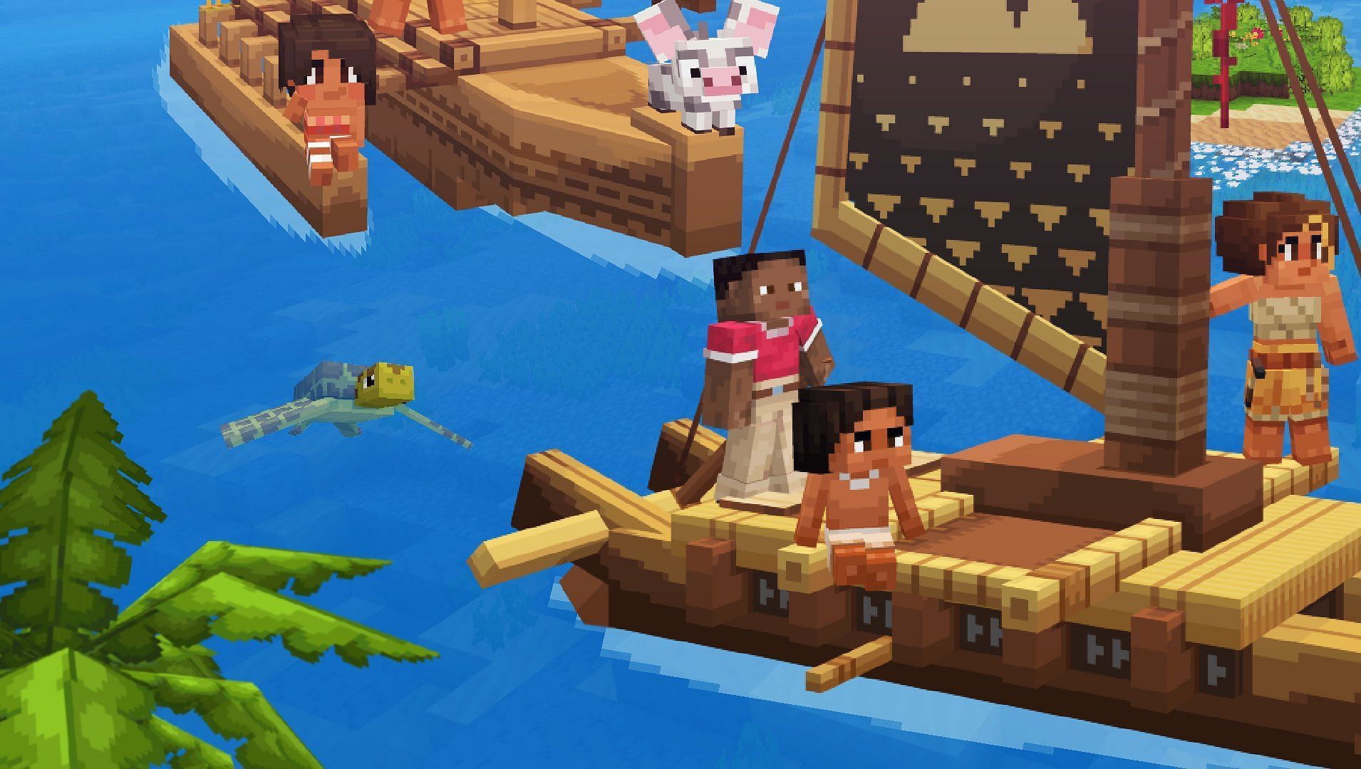 Players can explore the world of Moana in the new DLC (Image via Mojang Studios/Starfish Studios)