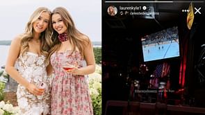 Lauren Kyle and Celeste Desjardins hang out in LA’s famous Barney’s Beanery restaurant watching hockey