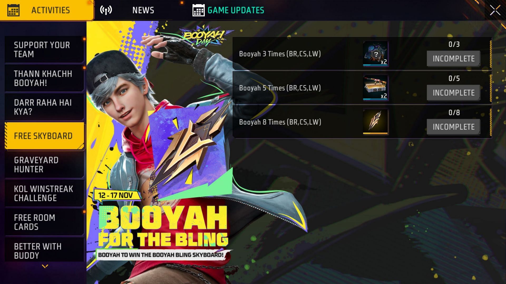 Steps to claim the free skyboard in the game (Image via Garena)