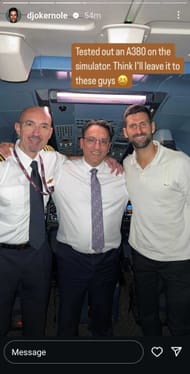 Screengrab of Novak Djokovic's Instagram story (@djokernole)