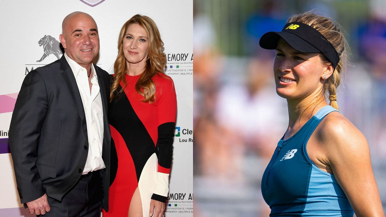 Eugenie Bouchard reacts to Andre Agassi and Steffi Graf (Image Source: Getty)