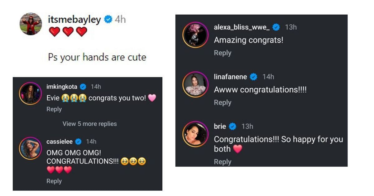 Current and former WWE stars reacted to AEW&#039;s Ruby Soho becoming a parent (Screengrab of the comments)