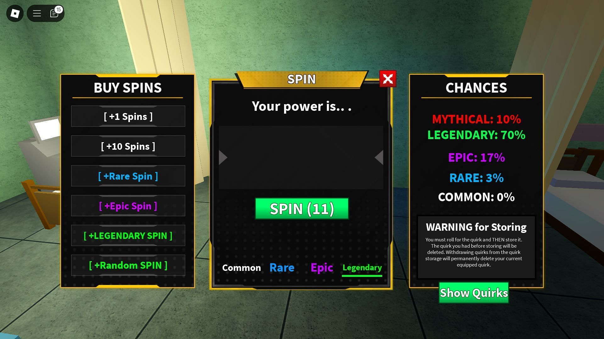 Redeem codes to get stronger powers (Image via Roblox)