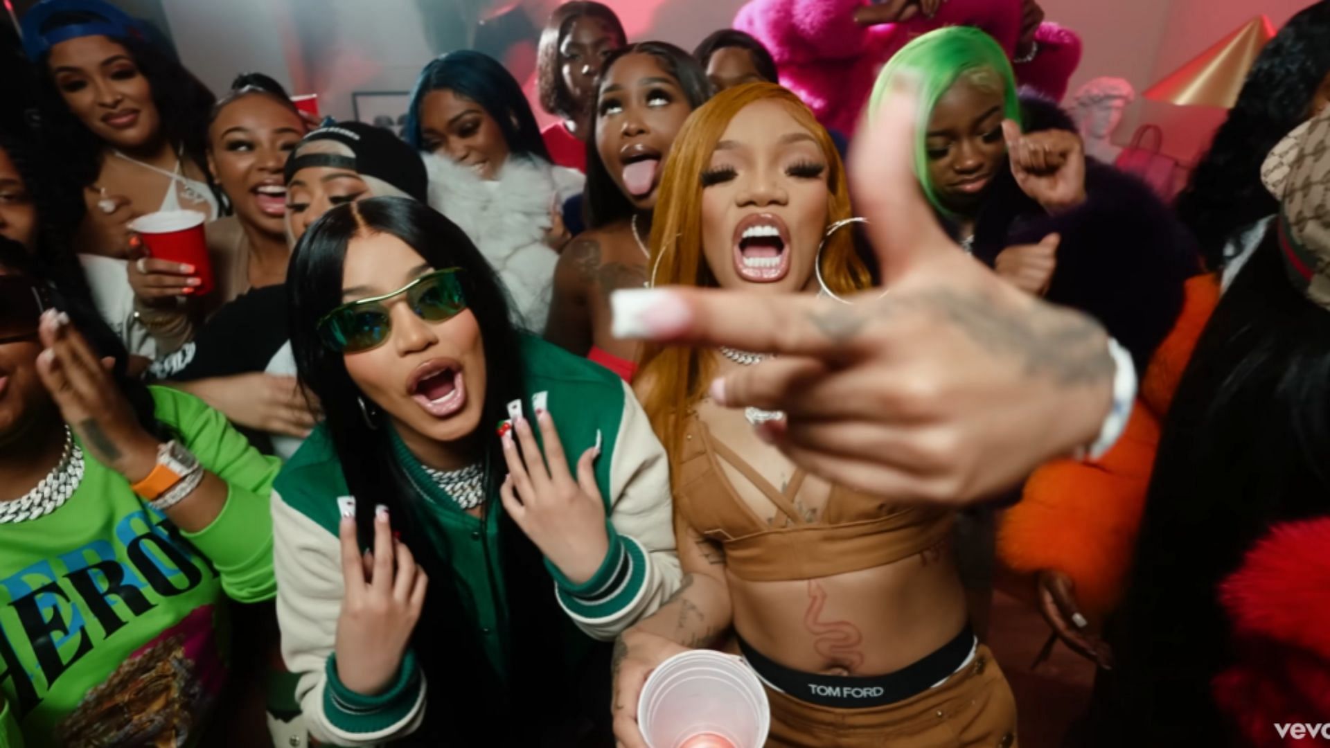 Cardi collaborated with GloRilla to release Tomorrow 2, and her lyrics on the track stirred up controversy as fans disagreed with the message of the verse (Image via YouTube/theofficialGloRilla)