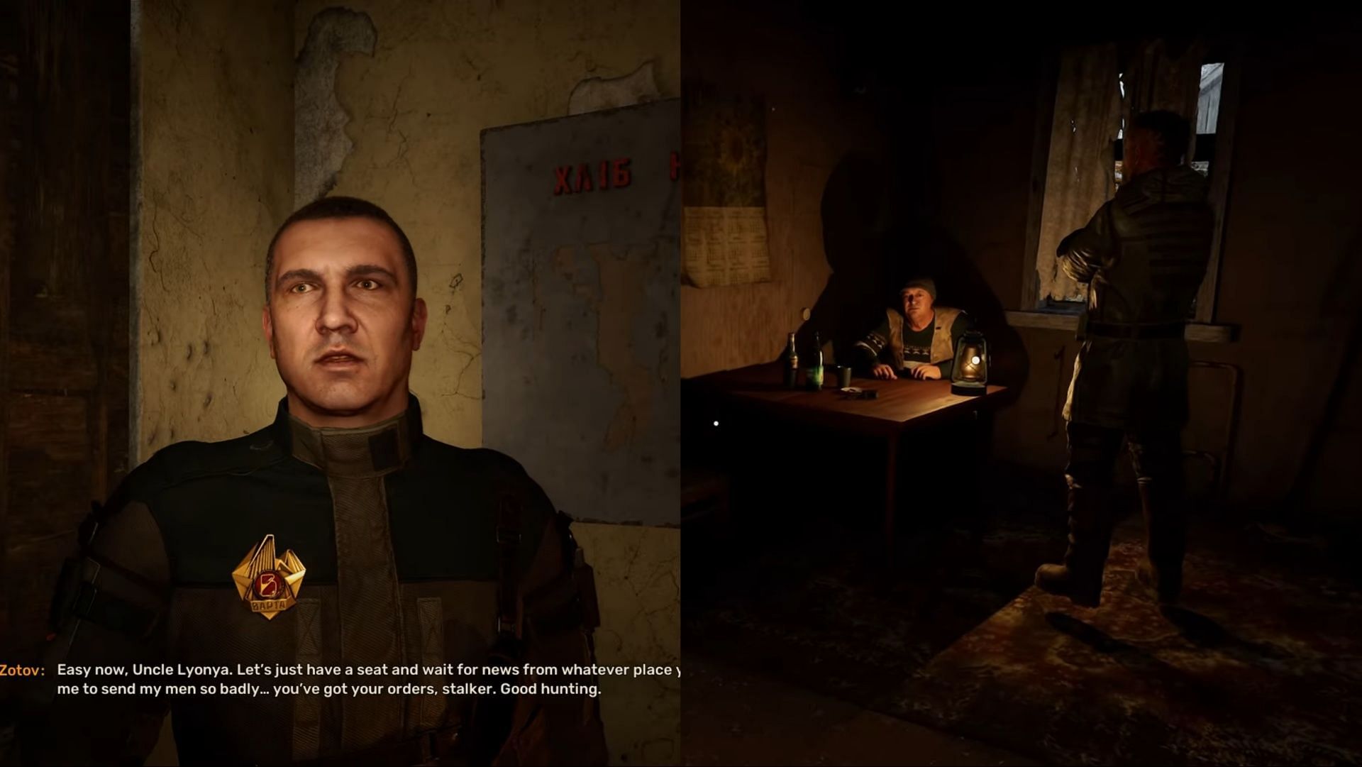 Interacting with both Zotov and Gaffer (Image via GSC Game World || YouTube/@MKIceAndFire)