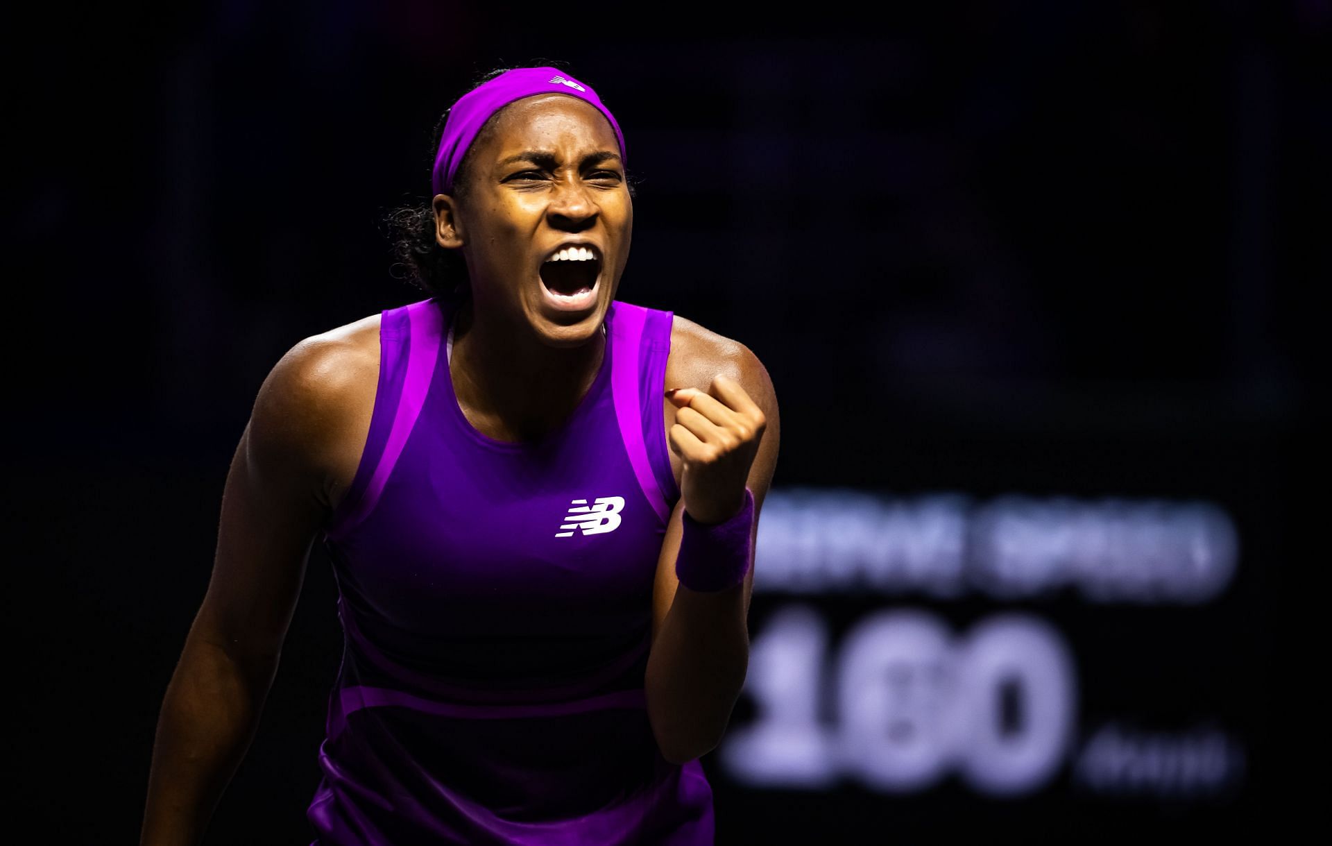 Gauff during her match against Swiatek on the fourth day of the 2024 WTA Finals (Images: Both via Getty Images)