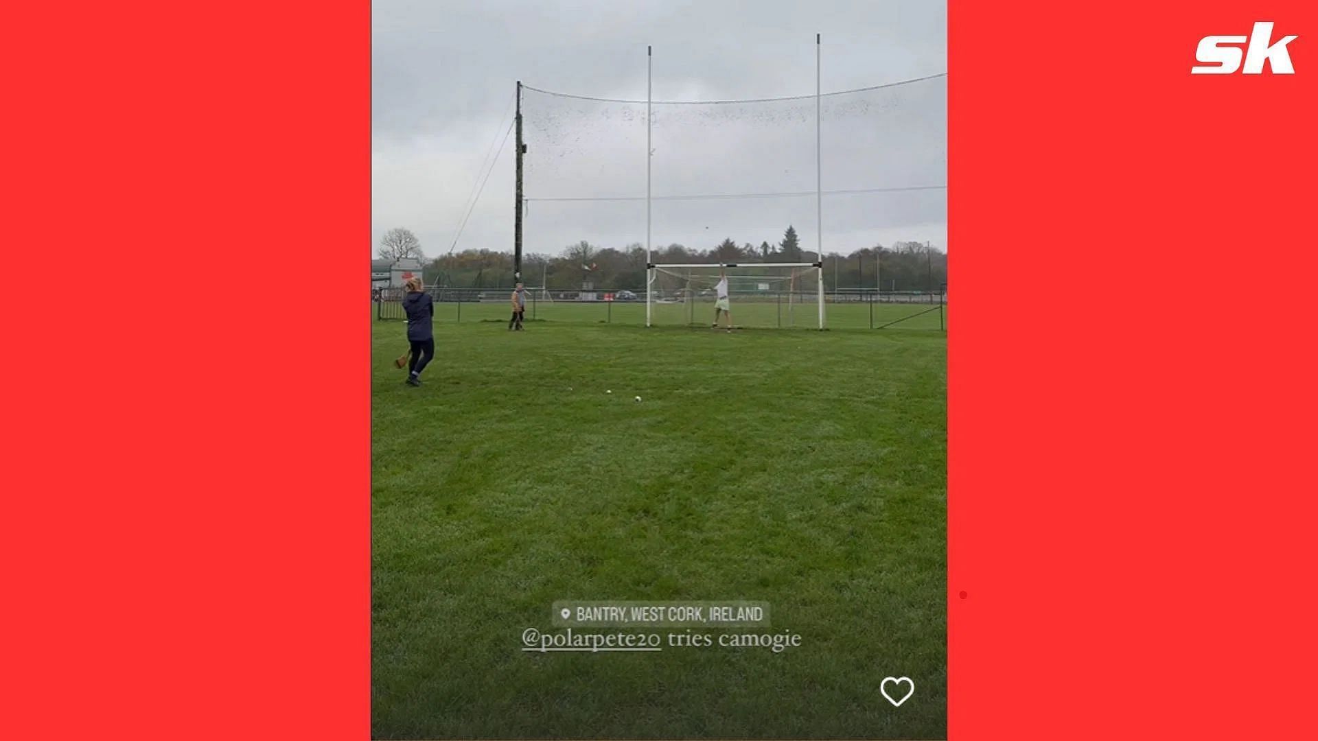 Pete Alonso trying his hand at camogie