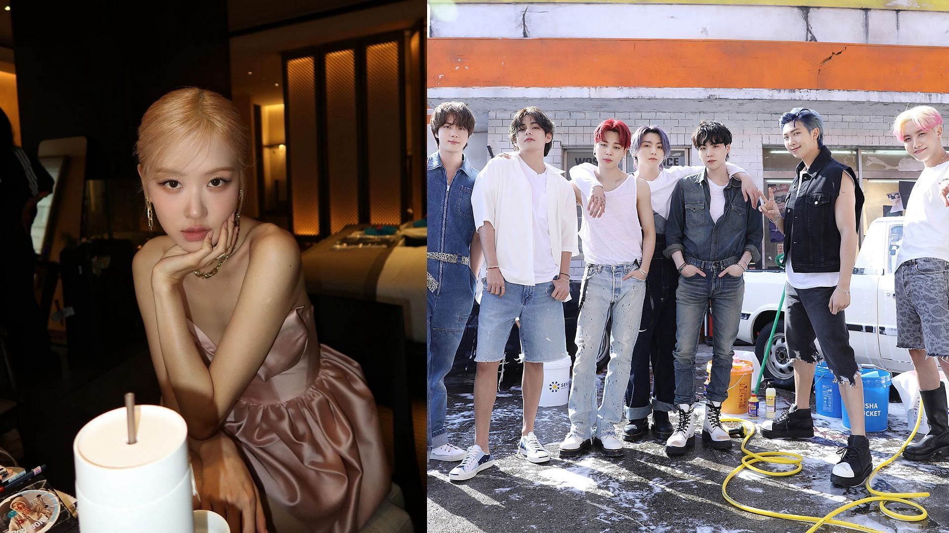 Ros&eacute; surpasses BTS on Spotify (Images via Instagram/@roses_are_rosie, Weverse)