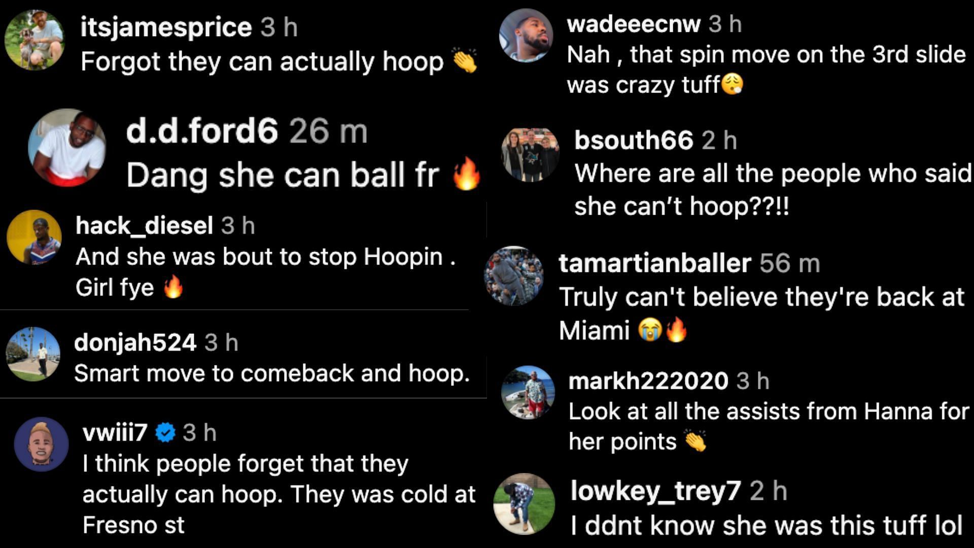 Fan reactions to Haley Cavinder (Credit: Instagram/@accnetwork)