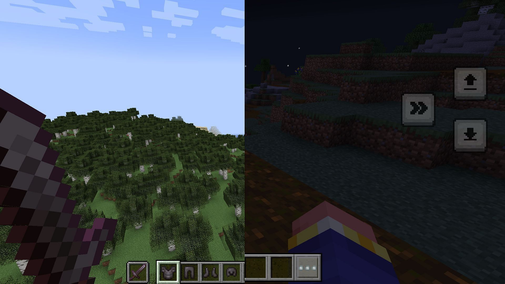 The two versions have a lot of differences in their interface (Image via Mojang Studios)