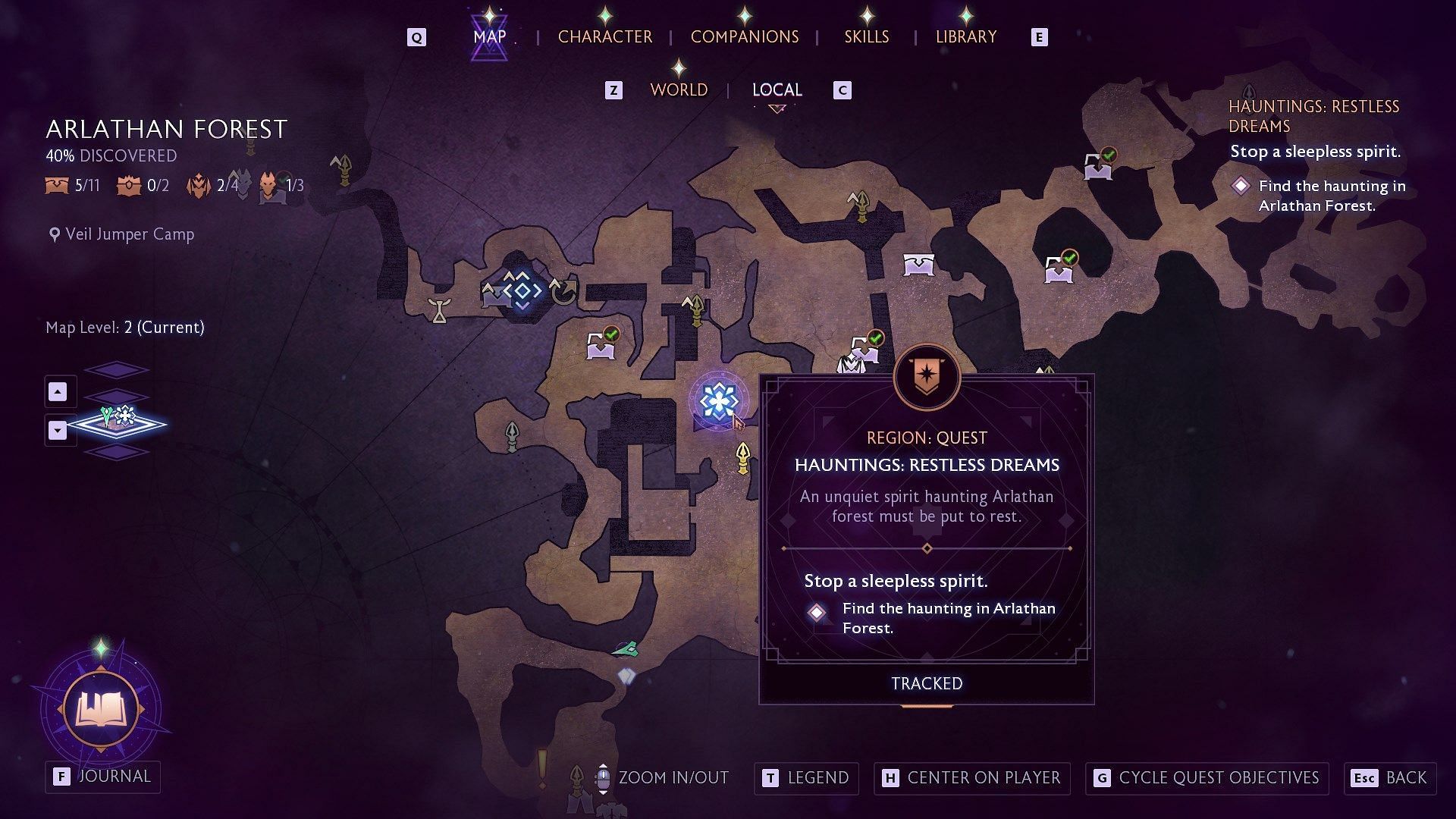 Hauntings: Restless Dreams quest&#039;s starting point on the map (Image via Electronic Arts)