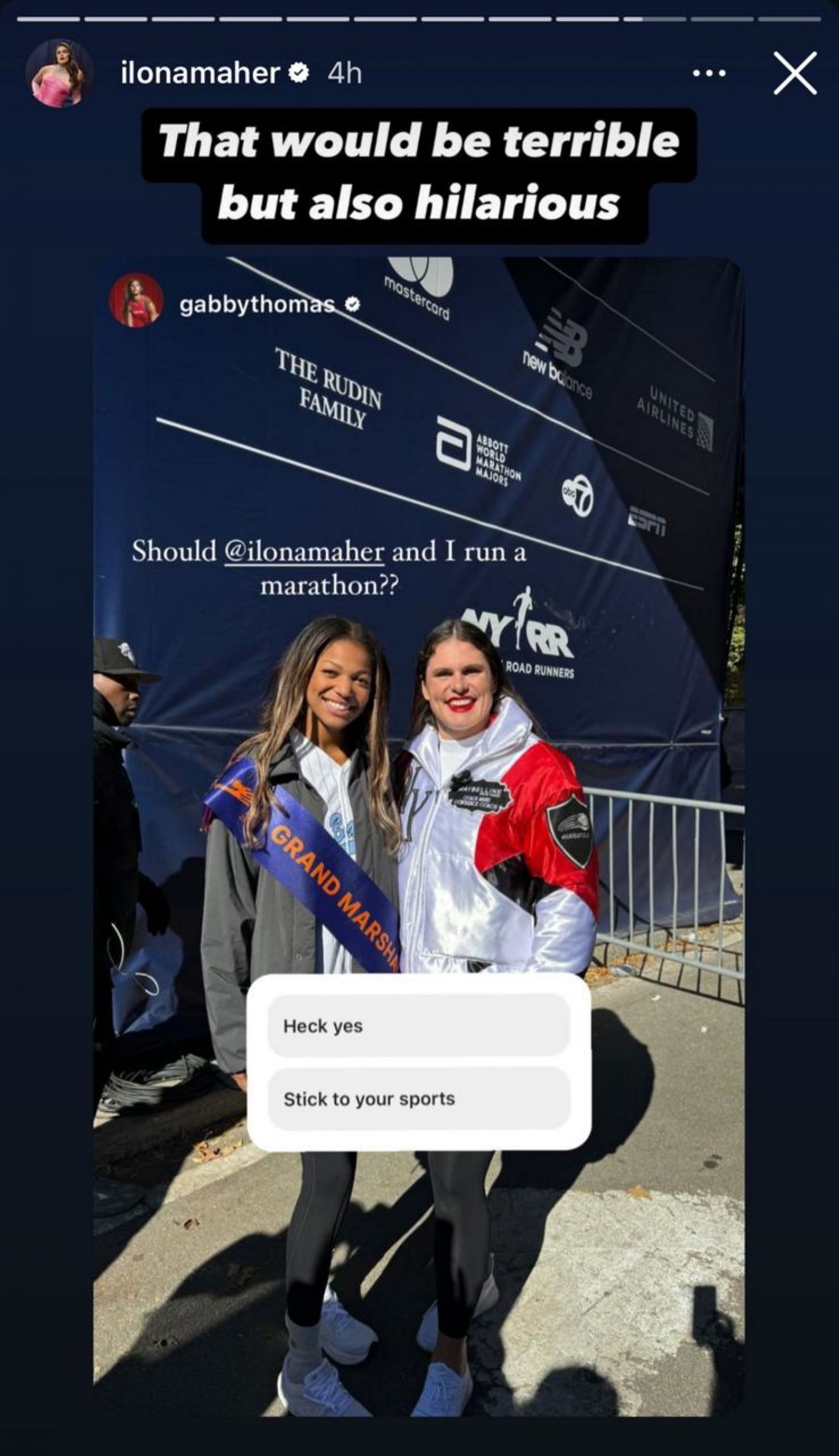 Ilona Maher discards Gabby Thomas&#039; idea of running the marathon; Instagram - @ilonamaher