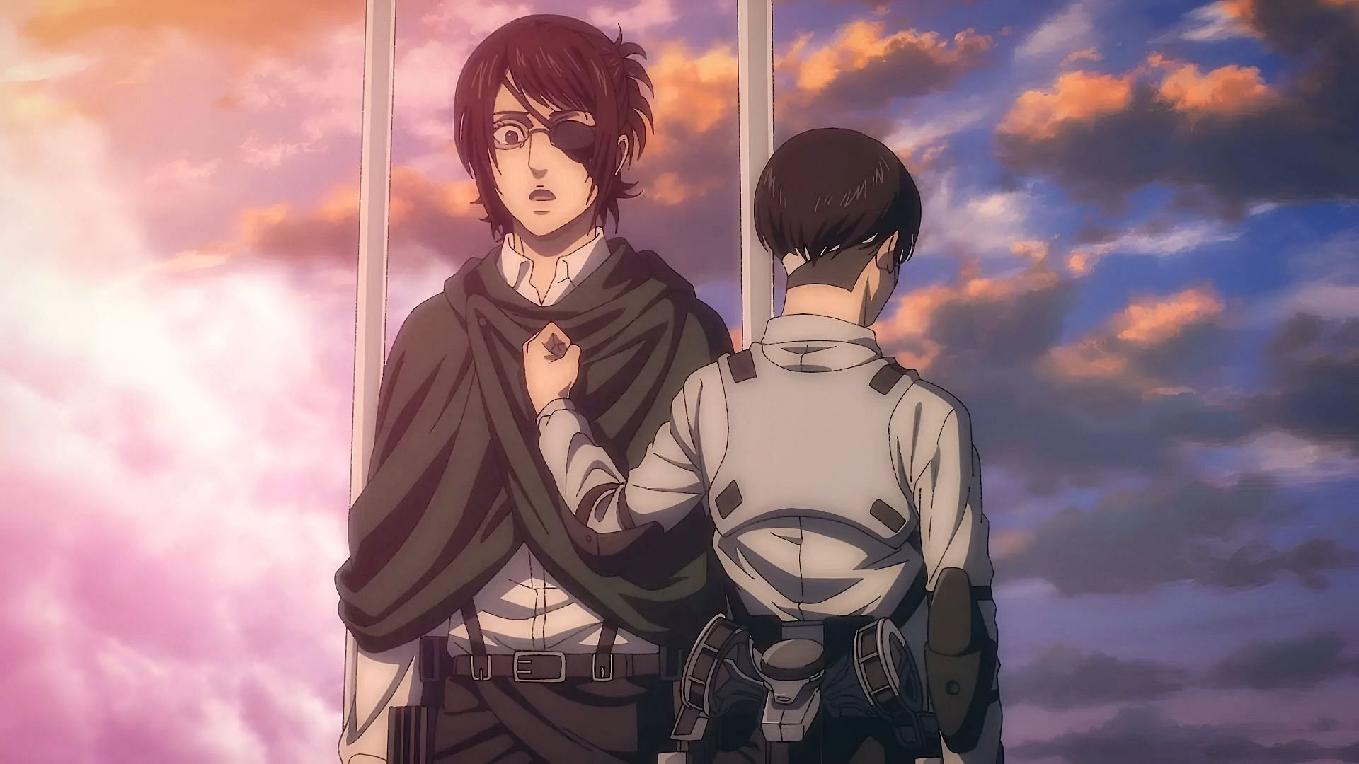 Hange and Levi, as seen in the anime (Image via MAPPA)