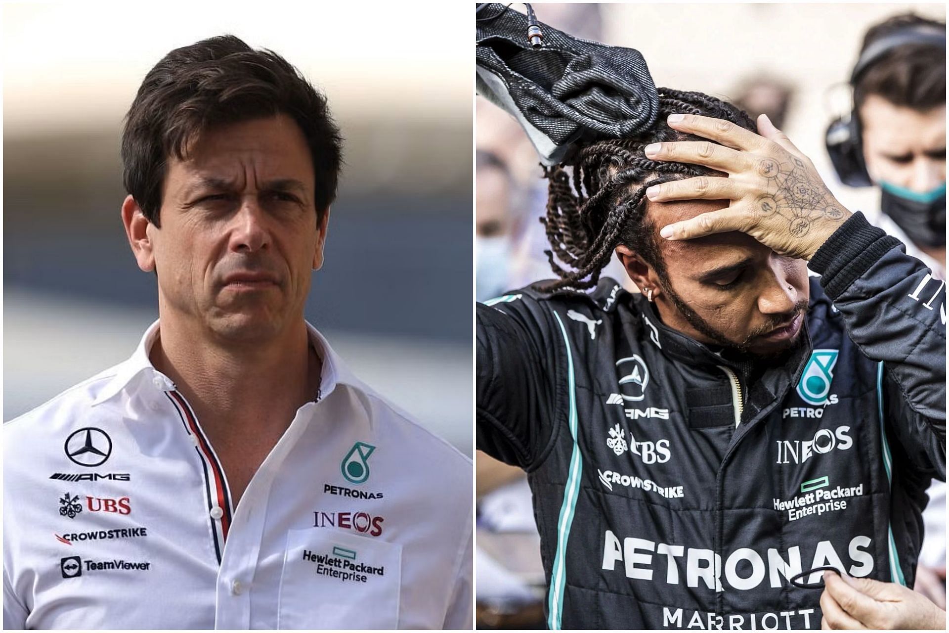 Toto Wolff (L) and Lewis Hamilton (R) (Images via Getty)