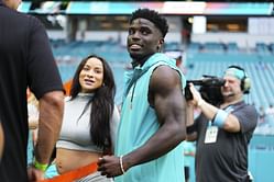 Tyreek Hill's wife Keeta Vaccaro stuns in all-white outfit for Dolphins-Raiders clash