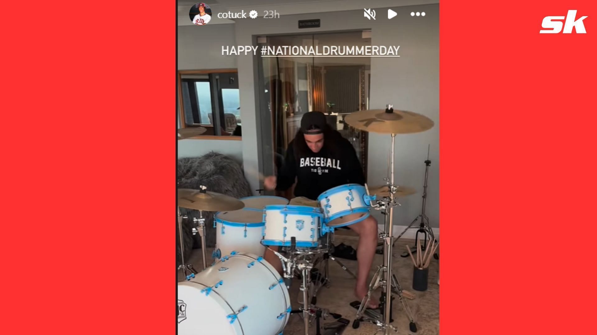 Cole Tucker posted a picture of himself playing the drums on Instagram