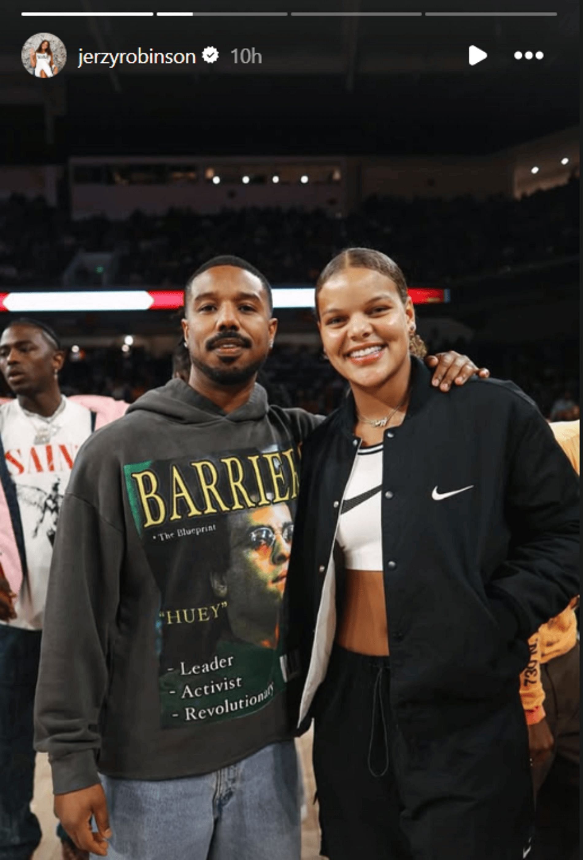 Jerzy Robinson meets with Michael B. Jordan at USC game (Source: Instagram/jerzyrobinson)