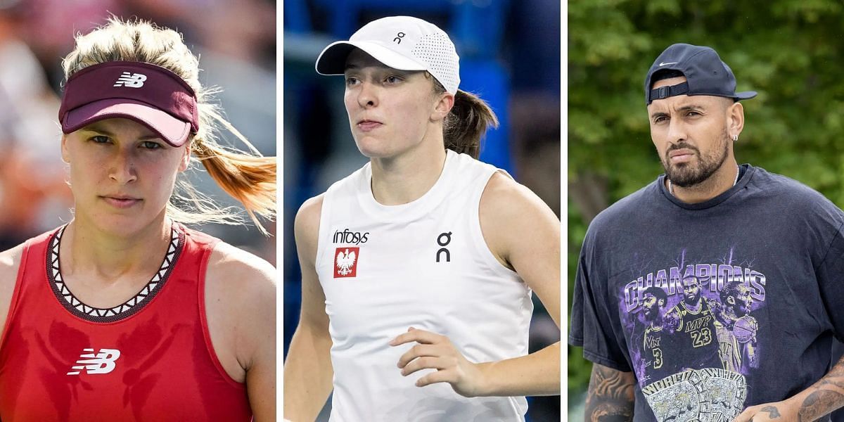 (From L-R) Eugenie Bouchard, Iga Swiatek and Nick Kyrgios (Source: Getty)