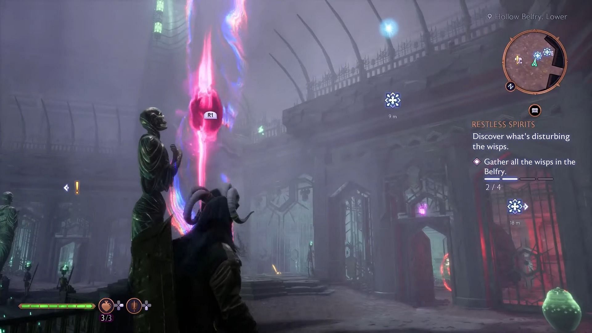 Use the spell on the pink crystal to summon the giant hand (Image via EA)