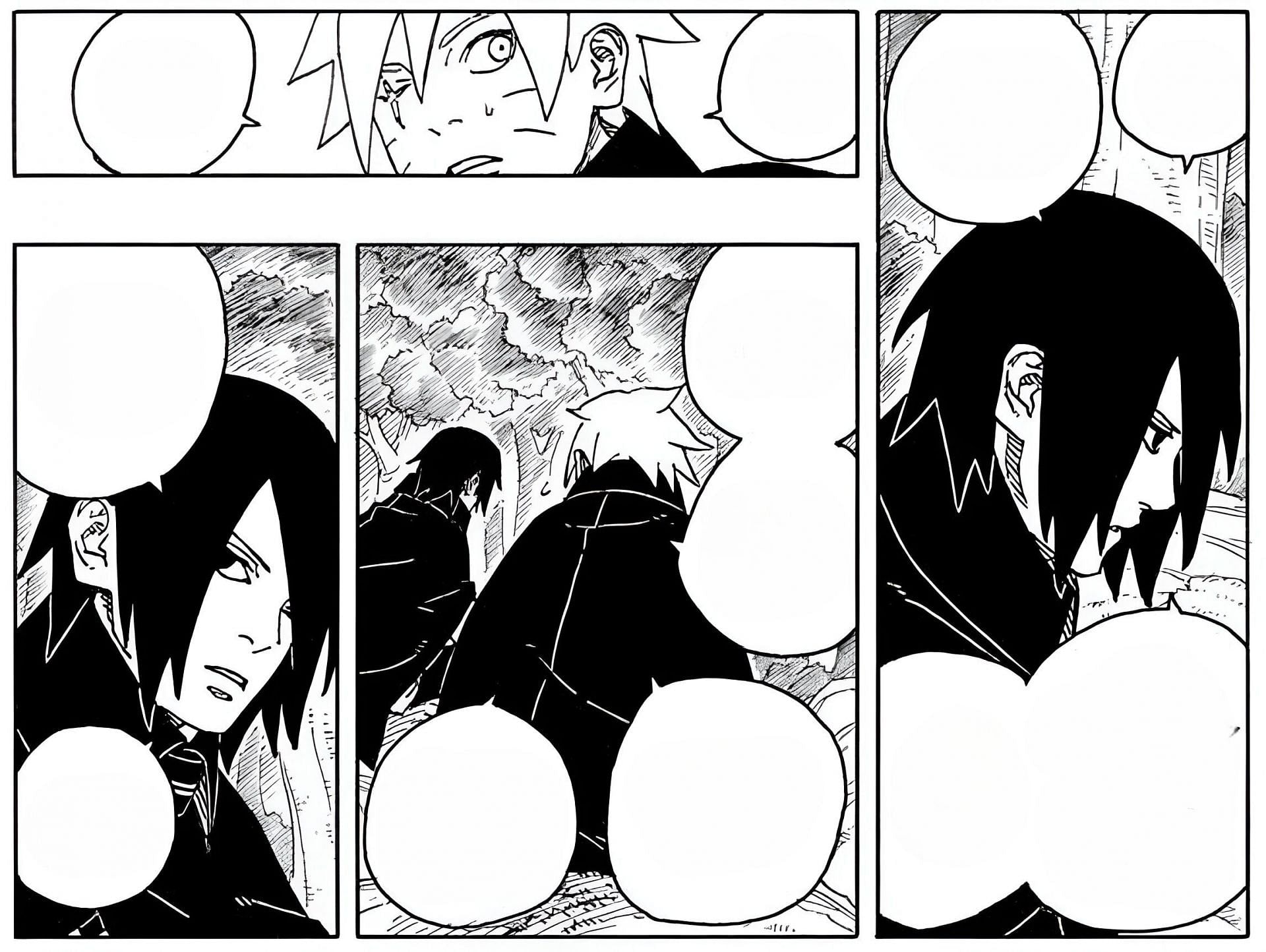 Boruto and Sasuke as seen in the manga (Image via Shueisha)