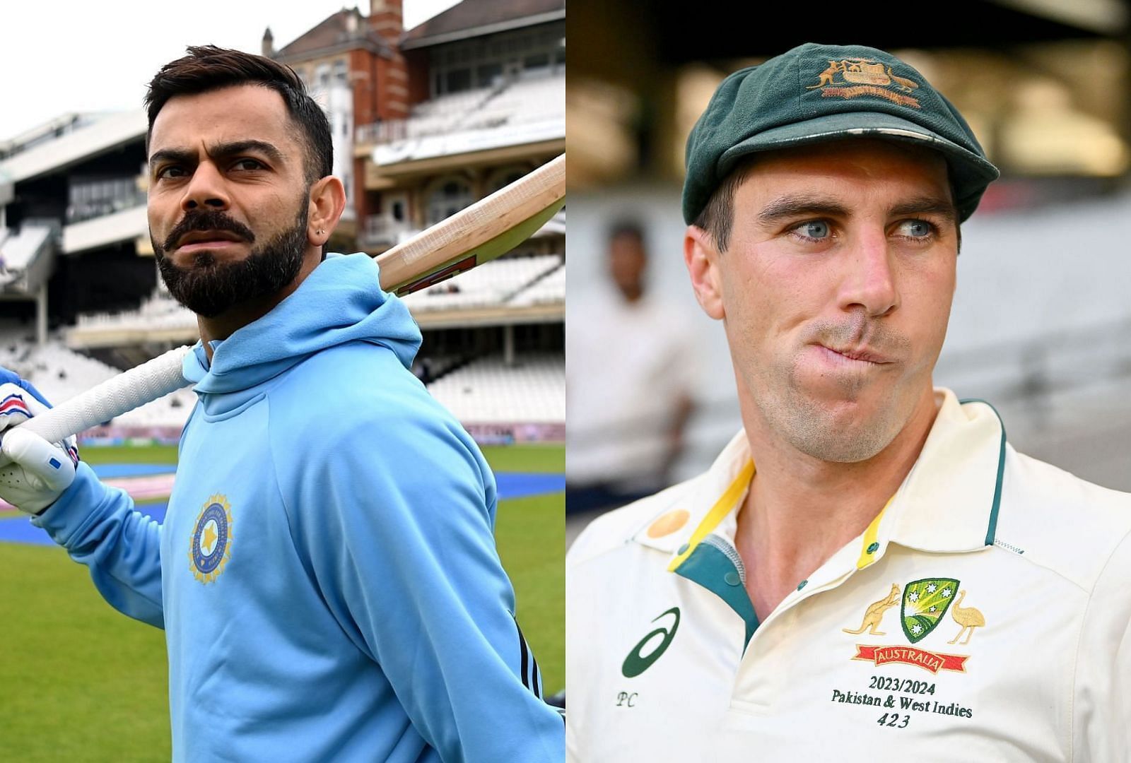 Virat Kohli (L) and Pat Cummins. (GETTY)