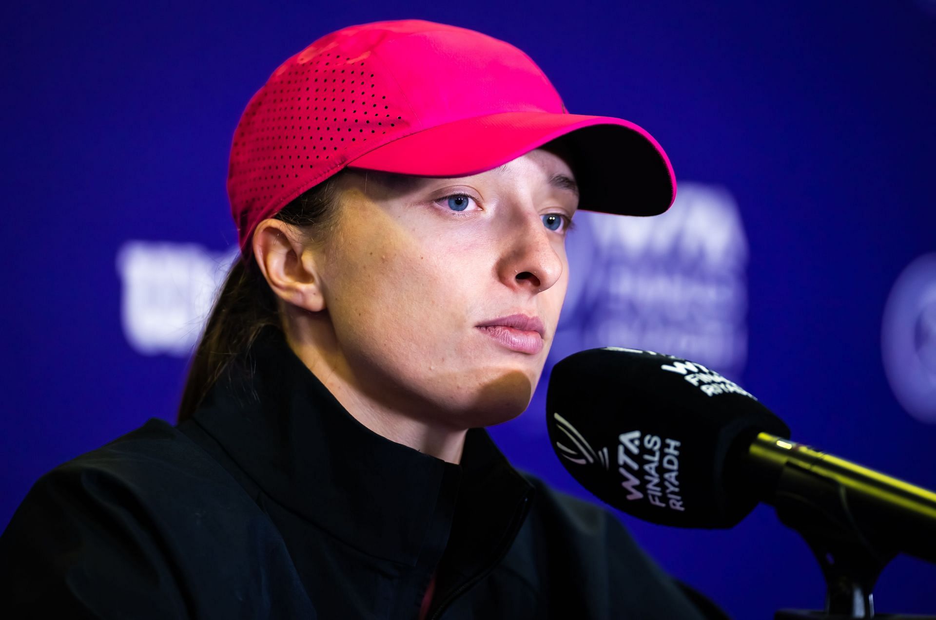 Iga Swiatek speaking to the press [Source: Getty]