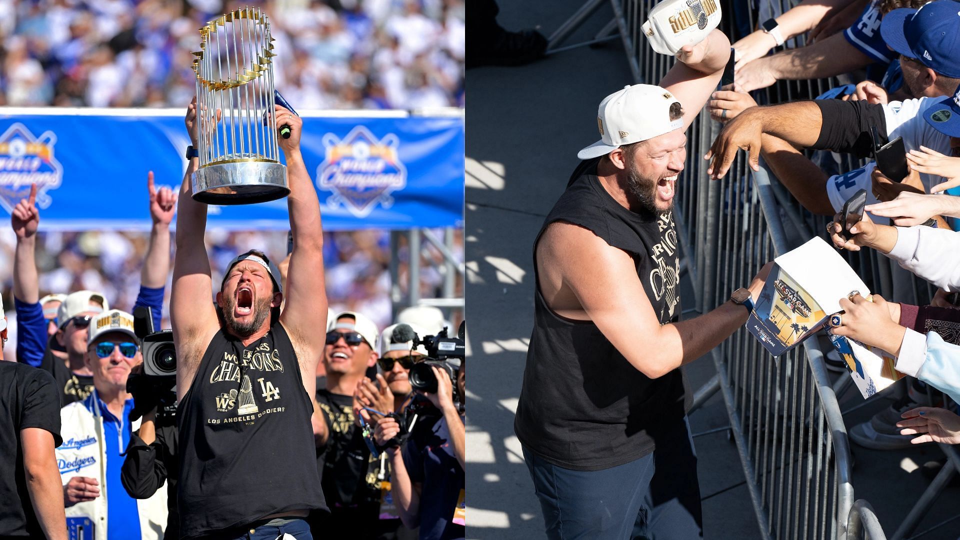 Clayton Kershaw elated as he celebrates the Dodgers World Series championship parade (Photo Source: IMAGN)