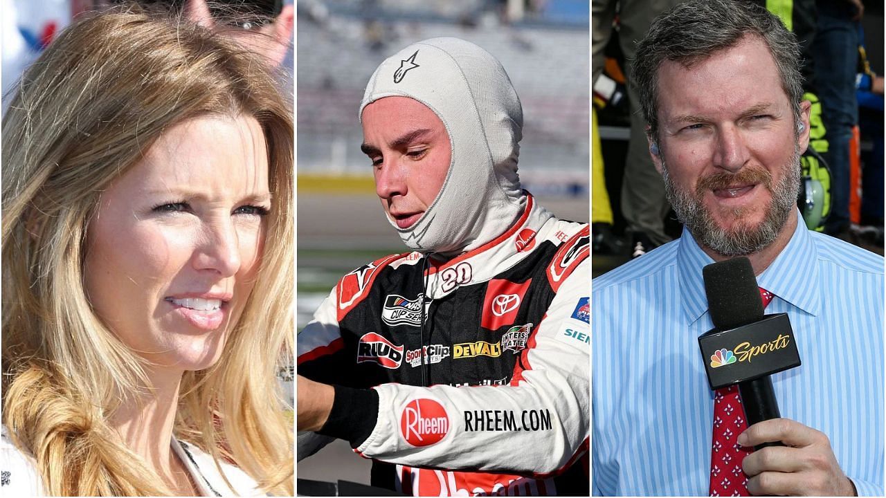 Amy Earnhardt (L), NASCAR driver Christopher Bell (C) and Dale Earnhardt Jr. (R) (Source: Getty)