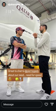 Screengrab of Novak Djokovic's Instagram story (@djokernole)